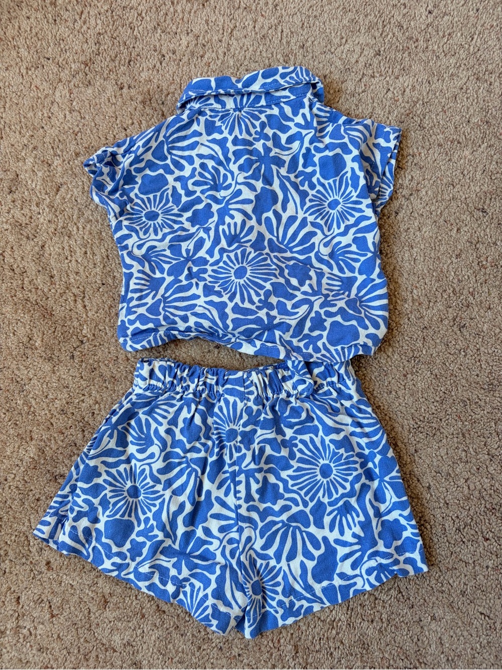 Vince Camuto 3T Blue & White Floral Linen Blend Two-Piece Shirt & Skort Set - Picture 3 of 7